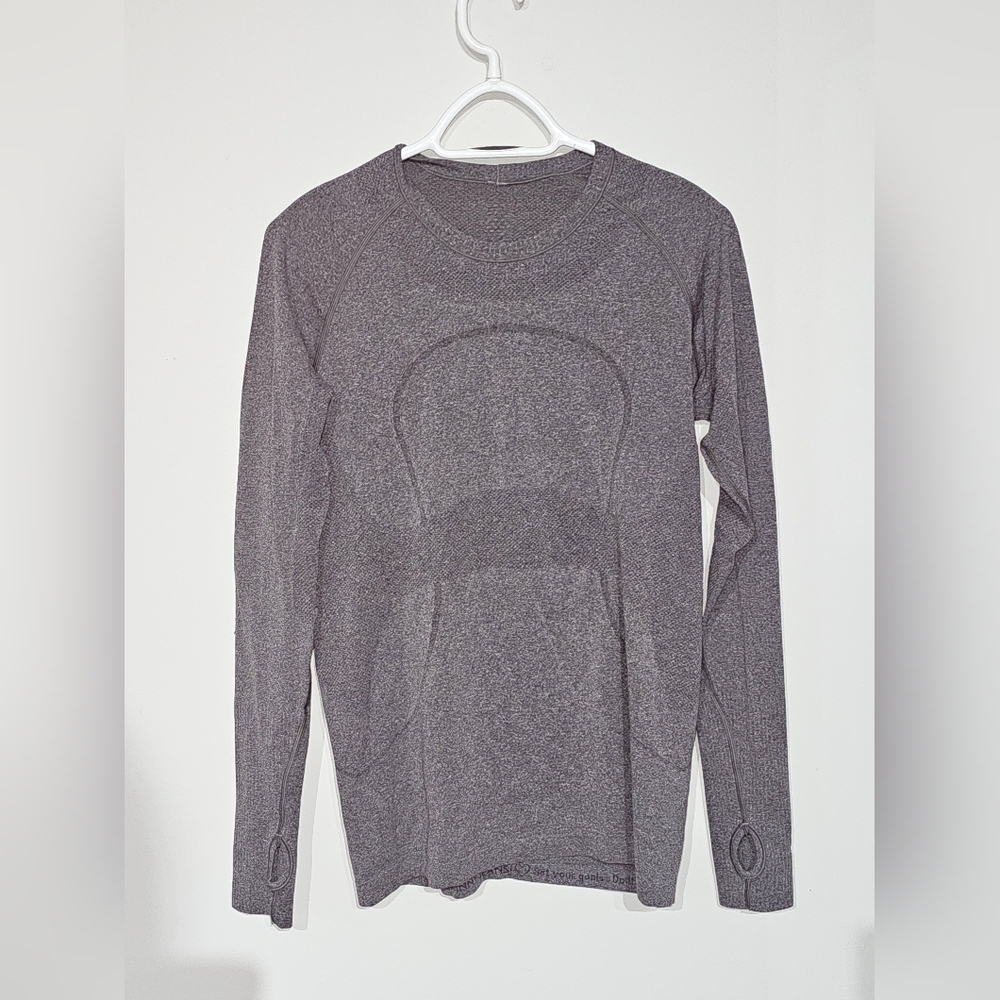 Lululemon Swiftly Tech Long Sleeve Heathered Black Size 10 - Picture 3 of 6